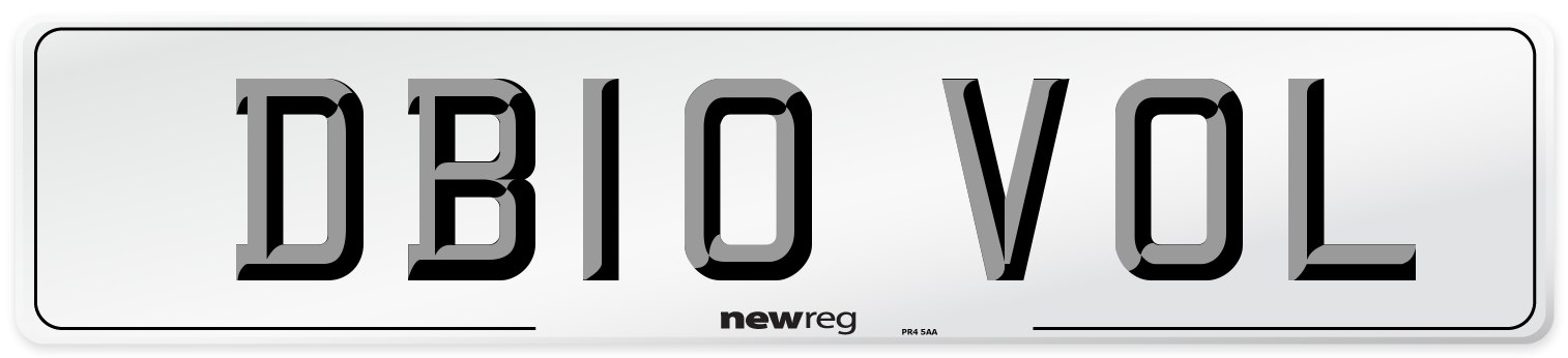 DB10 VOL Number Plate from New Reg